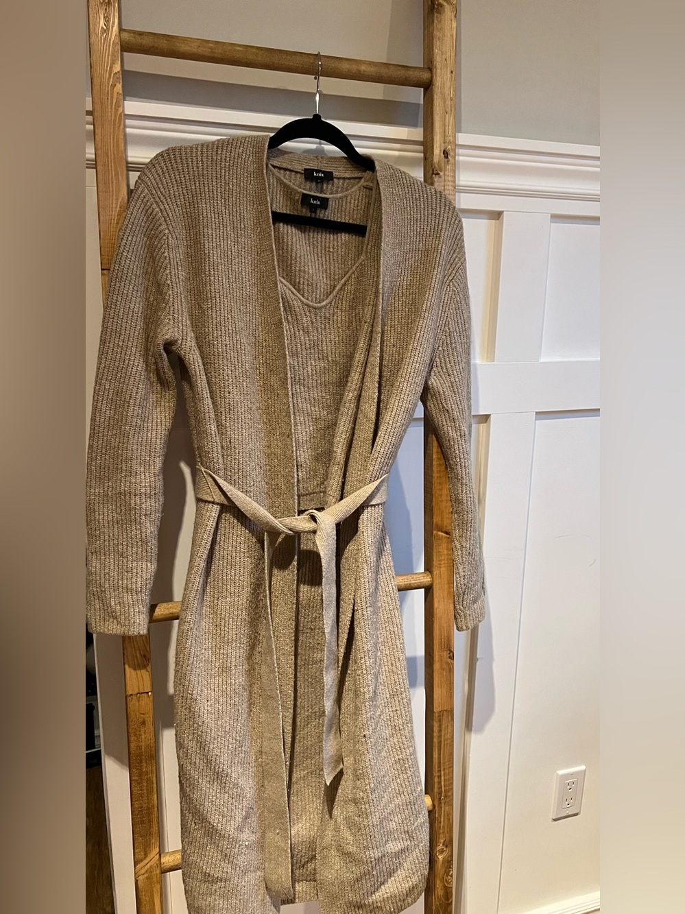 Knix Tan Ribbed Belted Cardigan + matching tank
